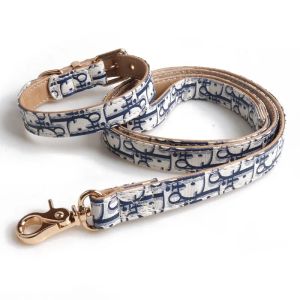 Adjustable Luxury Collar with Metal Buckle and Traction Rope for Dogs Collar for Cats and Outdoor Traction Rope