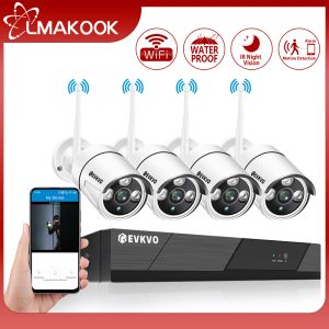 Cameras LMAKOOK 1080P 4CH Wireless CCTV System 2MP Outdoor Waterproof Wifi IP Security Camera Audio Record P2P Video Surveillance Kit