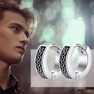 Hoop Huggie Punk Rock Celtic Knot örhängen för män Vattentät 14K Vitt guld Hie Ear Gifts honom smycken Brincos Mascinos Drop Delive Dhgja