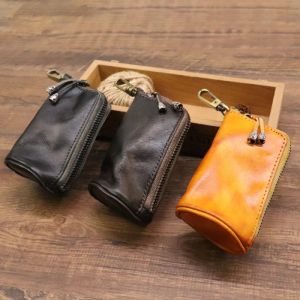 Wallets Men Genuine Leather Key Bag Key Chain Holder Fashion Zipper Home Storage Bag Double Key Pack Car Bag for Men