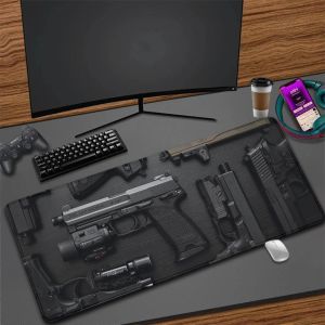 Pedler Gri Mousepad Tabancası Mat mükemmel dikiş kenarları PC Gamer Mouse Pad Büyük Masa Mat Pc Bilgisayar Oyunu Mousepads Masa Klavye Halı