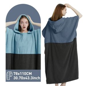 Surf Poncho Towel QuickDry Hoodie Microfiber Beach Robe Changing Swim For Adults 240422