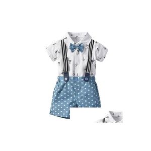 Set di abbigliamento per bambini Summer Boy Suet Summer Cotton Neckie Sea Anchor Star stampata a due pezzi Set per bambini Drop Delivery Baby, Maternity BA DH6K7