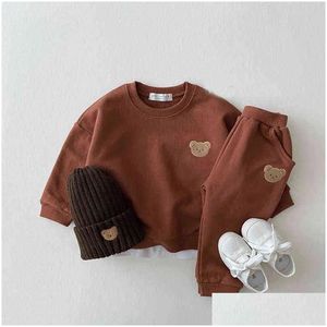 Kleidungssets Mode Kleinkind Baby Jungen Mädchen Herbst Kleidung Kinder Sportbär Sweatshirt Hosen 2pcs Anzüge Outfits 211224 Drop liefern dhkup