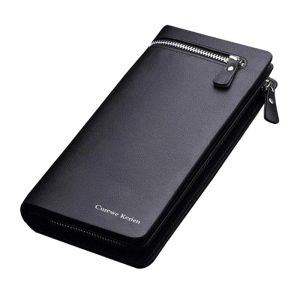 ウォレットCurewe Kerien New Business Long Designer Men's Leather Wallet with Zipper Man Purse With Coin Pocket Card Holder for Male