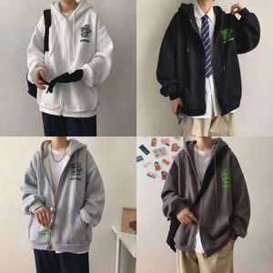 Cardigan Hooded Men's Spring and Autumn Trendy Brand Letter tryckt mångsidig dragkedja Jacka High Street Sports Hoodie Trend BR