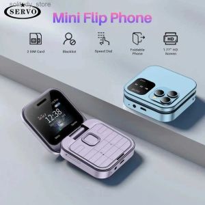 2024 Gratis frakt till hemmeledningstelefoner Servo I16 Pro Mini Fold Mobiltelefon 2G GSM Dual Sim Card Speed ​​Dialing Video Player Magic Voice 3.5mm FM Mini Flip Phone