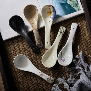 Spoons 1pc Soup Ceramics Tableware Chinese Serving Japanese Style Rice Spoon Kitchen