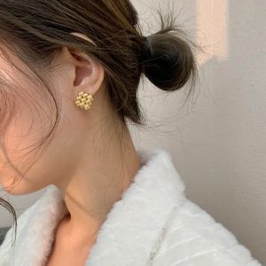 Örhängen mässing med 18k guld flätade uttalande örhängen kvinnor smycken parti t visa klänning runnings sällsynt koreanska japan trendig ins boho