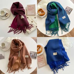 Solid Scarves Cashmere Blanket Scarf Warm Pashmina Winter Double Side Diffrent Color Shawl Wraps Bufanda with Tassel Echarpe 230