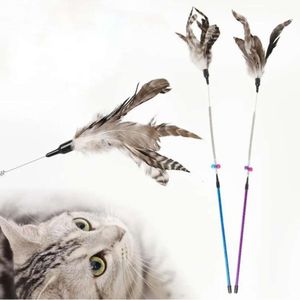 Wand Feather Acrylic Toys Cat Kitten Cats Teaser Turkey Interactive Stick Toy Wire Chaser Supplies s