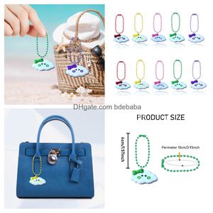 Nyckelringar 10st tecknade moln Keychain Colorf Ball Bead Keychains Passar Bag Dolls Etiketthandtagg för unisex drop leverans otvkj