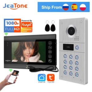 Lens Jeatone 7Inch Wireless Video Intercom System för hem med FHD 1080p kamera dörrklocka och kodare till ingången Tuya AppConnect