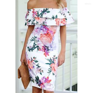 Casual Dresses European And American Double-Layer Ruffled Flower Slim-Fit One-Step Skirt