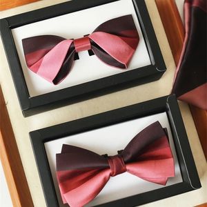 Formella affärspaneler av brudgumman souvenirer highend Wedding Bourgogne Pink Mens Groom Bow Tie 240403
