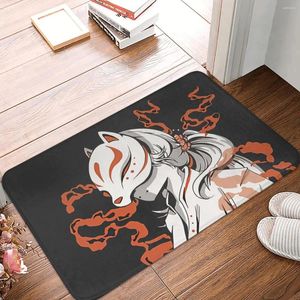 Kitsune de tapetes o japonês nove cauda de anime tapete de tapete de tapete de tapete de tapete de tapete de cozinha de cozinha porta de entrada