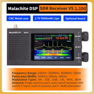 Radio Malachite DSP SDR 1.10D Radiomottagare V5 med valfritt styrelsemetal 5000MAH AM CW SSB NFM WFM