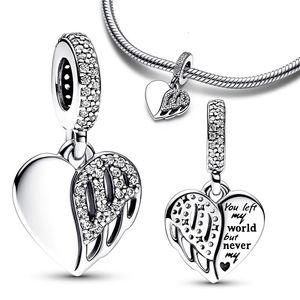 Heart Angel Dangle Charm Silver Plated Fit a Charms Silver 925 Original Bracelet for Jewelry Making 240408