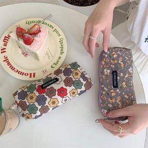 Cord Blumenstiftkoffer Taschen Organizer Beutel Schreibweichung Retro Kawaii Blumenstift für die Schülerin Kinder süß