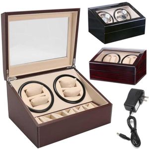 6 4 Automatic Watch Winder Box PU Leder Uhr Wickler Wickler Aufbewahrungsbox -Kollektion Display Doppelkopf Stille Motor250N289r