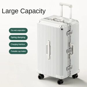 Bagaglio nuovo design rotolando bagagli da viaggio valigia di grande capacità telaio in alluminio in alluminio valigie robuste valigie silenziose a ruota universale