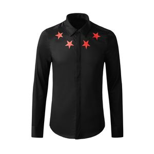 Men's Casual Shirts Five Pointed Star Printed Men's Long Sleeved Shirt Bottom Top