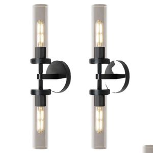 Wandlampen moderne Messing -Schlucken mit Glasschatten - elegante 2 -Licht -goldene Waschtischlichter für Wohnzimmer Schlafzimmer Flur Kitch Dhsfj