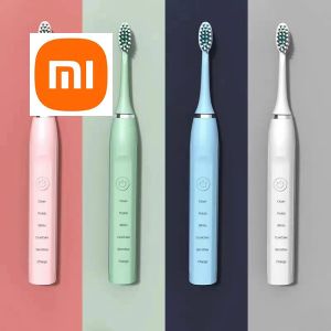 Heads Xiaomi Ultrasonic Electric Tandborste för vuxna timer tänder automatisk vibrator sonisk borste blekning ipx7 vattentät 4 borste