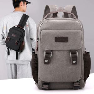 Rucksäcke Kleine Herren -Rucksäcke Leinwand Casual Rucksacks für Männer 2023 Mini Männliche Schultasche Rucksack Mann Multifunktion Crossbody Bags Reisen