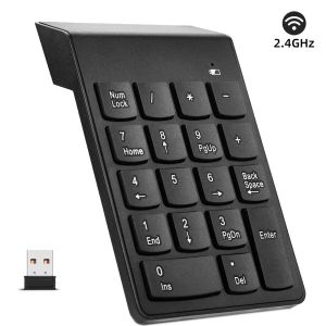 Klavyeler Kablosuz Sayısal Tuş Takımı 18Keyler Taşınabilir Numara Numpad Dizüstü Bilgisayar Dizüstü Bilgisayar Masaüstü Yüzey Proc için 2.4G Mini USB Alıcı