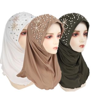 Frauen Glitzer Perlen Turban Hut Muslim islamische Instant Hijab Haarschutz Kopfschal