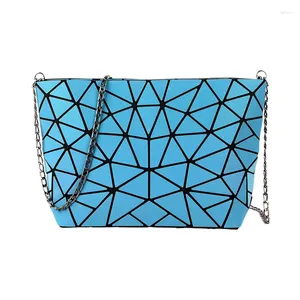 Worki na ramię świetliste kobiety geometria TOTE Quild Crossbody Hologram laserowy zwykły składanie torebki damskie geometryczne duża pojemność