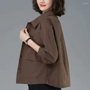 Kvinnors jackor jacka 2024 Spring Autumn Fashion Long Sleeve Middle-Mother's Casual Thin Short Coat Women Shirt Windbreaker Kvinna