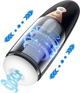 Masturbador masculino automático, 5 telescópio vibrando eleclor sex sexo masturbação copo pênis stroker para homens mãos de mãos livres boceta de bolso realista boquete de sexo oral