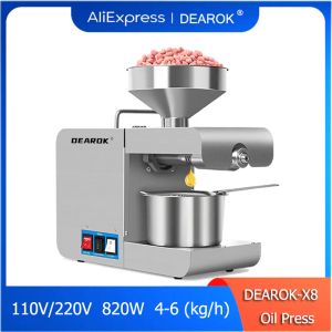 Pressers DEAROKX8 Oil Press Stainless Steel Cold Press Flaxseed Peanut Coconut Meat Oil Press 820W