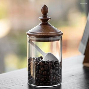 Aufbewahrung Flaschen Retro Transparentes Glas Jar Home Kitchen Samen Getreide Einsparungen Hochtextur Kaffeebohnen Handgefertigt