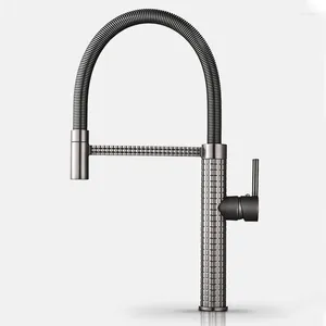 Kitchen Faucets Silicon Flexible Hose Pull Out Golden Faucet Taps For Sink With Down Sprayer