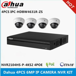 Lente Dahua 4 pcs ipchdbw4631rzs 6mp 2,7 mm ~ 13,5mm Lente motorizada varifocal Câmera IP NVR2104HSP4KS2 4CH com portas 4POE 4K NVR