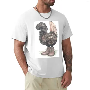 Мужская половая польская курица в футболке на ферме тяжеловеса таможенные хлопок