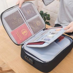 Bags Large Capacity MultiLayer With Lock Document Tickets Storage Bag Certificate File Organizer Case Home Travel Passport Briefcase