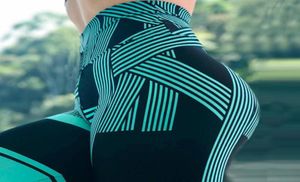 Women Stripe Print Jogging Clothing Ourdoor Lady Exercise Capris Sexy Fitness Pants High Waist Sport Wear Digital Printing Running1141766