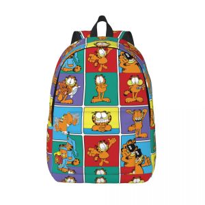 Bolsas Garfields Cat Funny Meme Canvas Mochilas para homens Mulheres resistentes à água Escola Escola Cartoon Saco de impressão de sacos de impressão