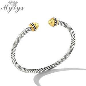 Mytys Open Cuff Adjustable Wire Cable Bracelet for Women Brand Retro Antique Bangle Elegant Beautiful Valentine Q0717256A