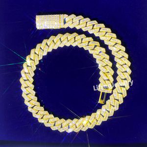 Fabryczna cena 18 mm moissanite kubańska sieć linków mrożona w Miami kubańska łańcuch hip -hop biżuteria Naszyjnik dla mężczyzn