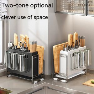 Storage Integrated Kitchen Knife Stand Holder Storage Cutting Board Organizer Cutlery Box Knife Pot Cover Stand Cutlery Scissor Holde