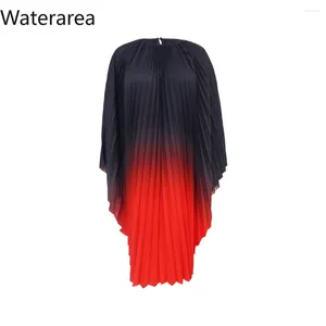 Casual Dresses WaterArea Women Gradient Pleated Clock Long Sleeve Maxi Batwing Dress 2024 Street Vintage Autumn Party Club Sexig Vestido