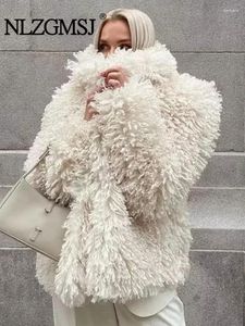 Giacche da donna NLZGMSJ 2024 Donna Agnello di moda Laglie Casualmente Casualmente Calda ogni Giacca trapunta invernale Autunno Inverno