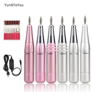 Pens Electric Nail Borr Machine Portable 35000 rpm USB Nail Drill Manicure Pen Set för nagelgelfräsning Polering Nagelsalongverktyg