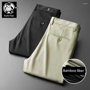 Męskie spodnie Baisheng duże bambusowe światłowodowe otyłość biznesowa