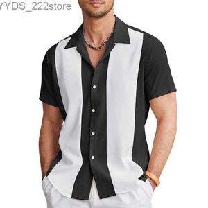 Camisas masculinas Impressão listrada de várias cores simples e personalizada masculino curto de mangas curtas e elegante top 5xl yq240422